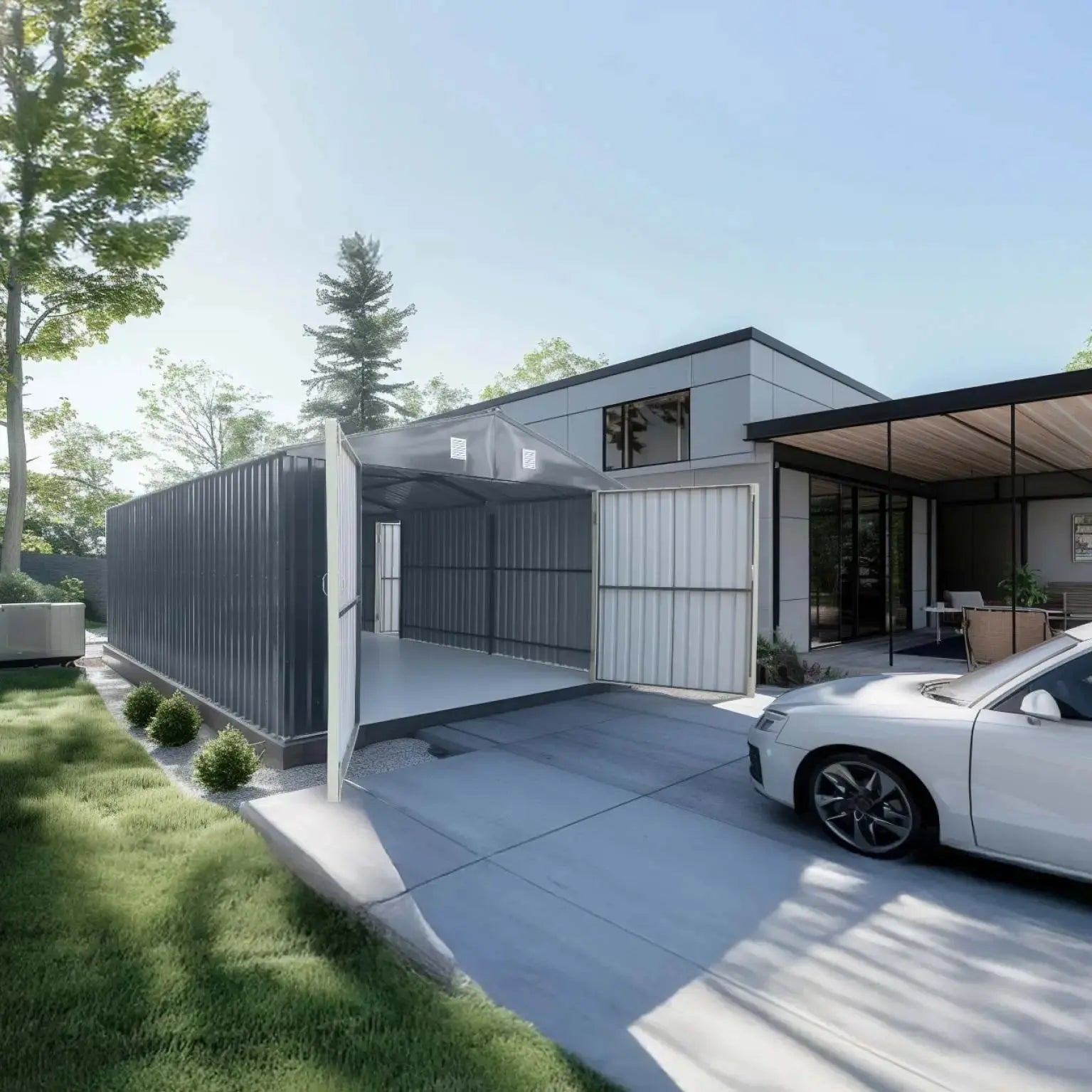 Pro Series 13' x 20' Metal Garage Shed with Double Front Doors and Side Entry Door, 8'6" Peak Height TMG-MS1320B