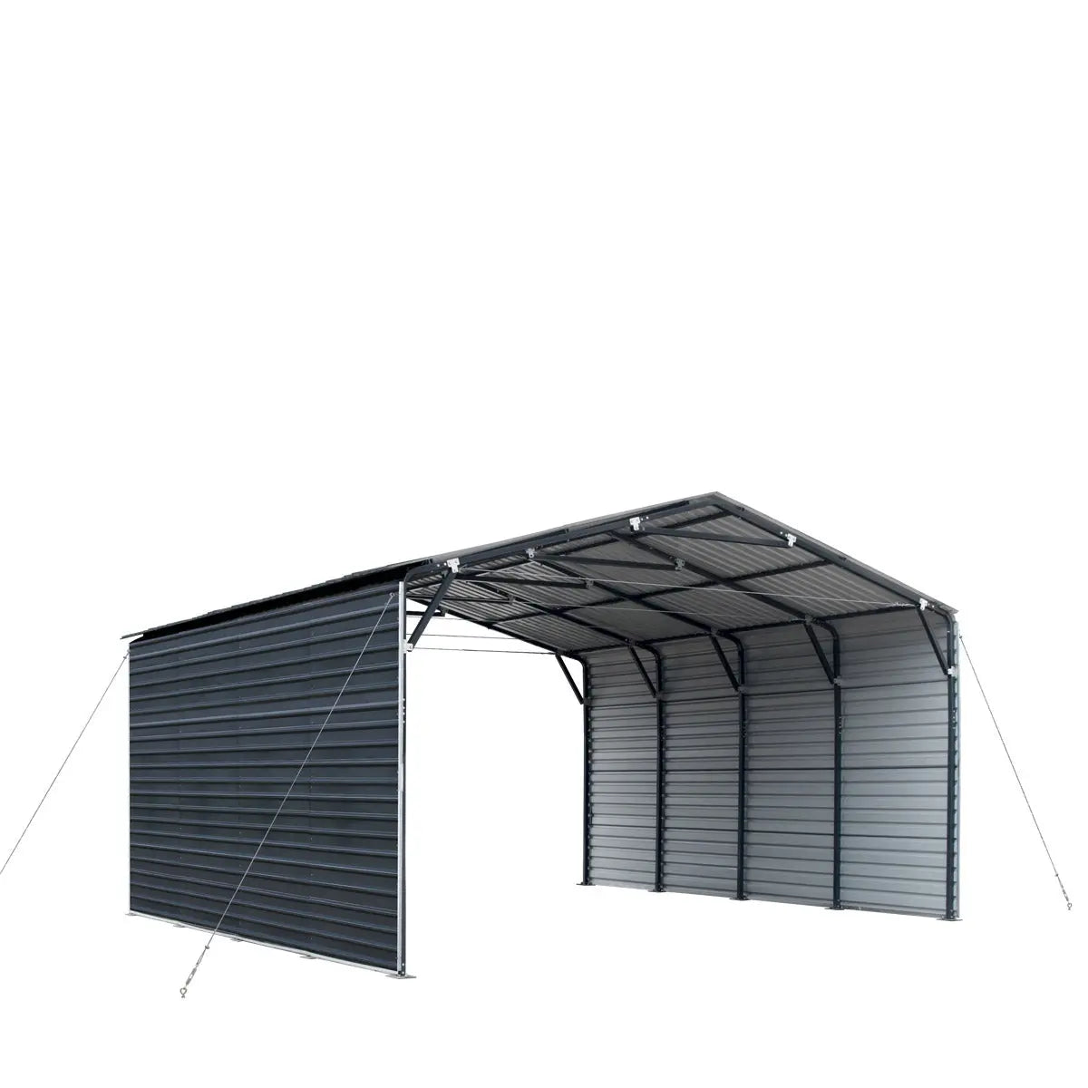 20’ x 20’ Metal Shed Carport, 10’ Enclosed Sidewalls, 400 Sq-Ft, 27 GA Corrugated Panels, TMG-MSC2020F