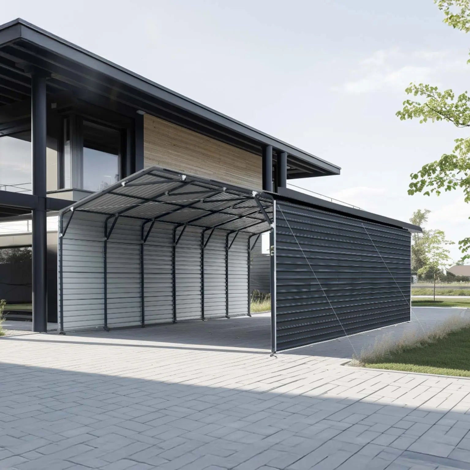 20’ x 30’ Metal Shed Carport, 10’ Enclosed Sidewalls, 600 Sq-Ft, 27 GA Corrugated Panels, TMG-MSC2030F