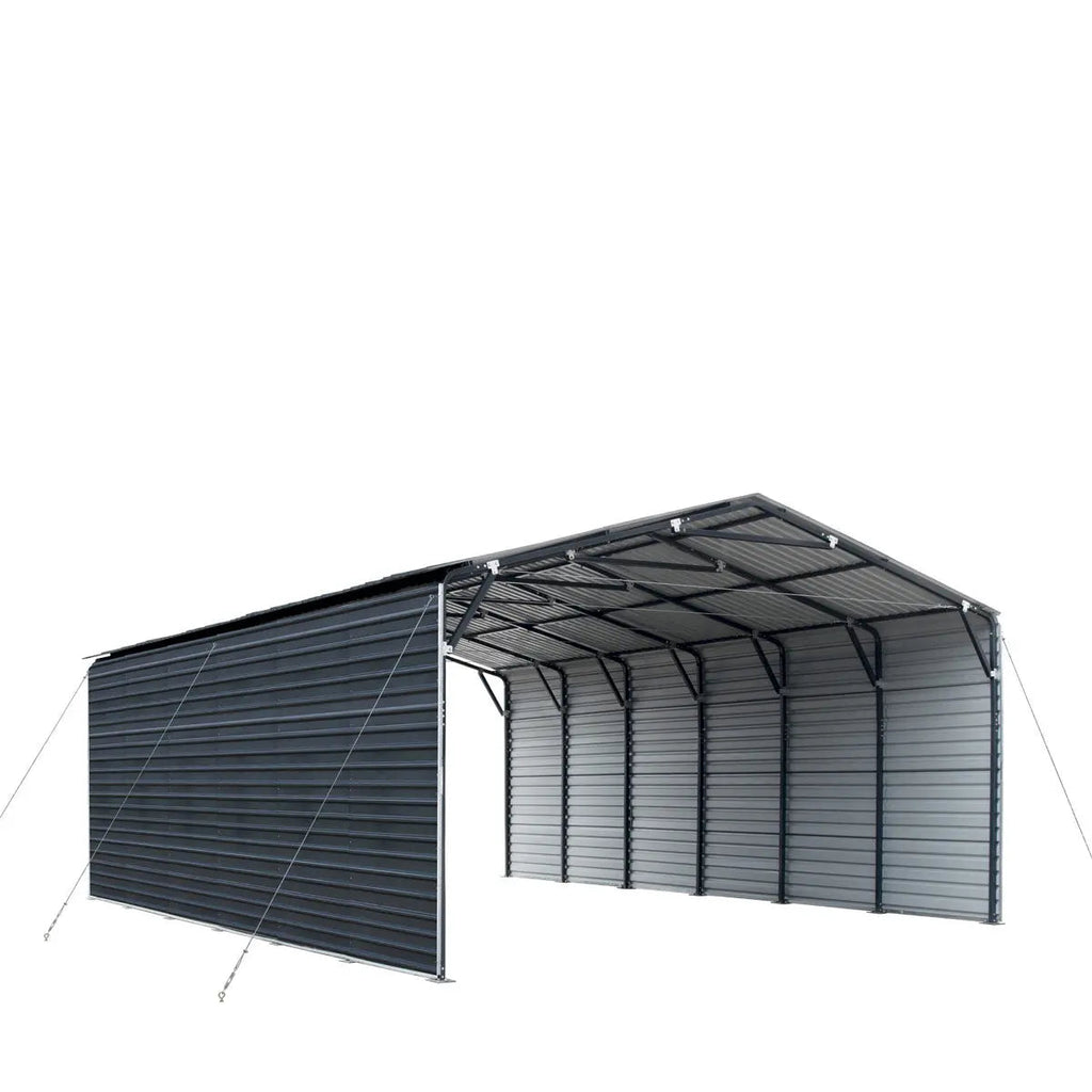 20’ x 30’ Metal Shed Carport, 10’ Enclosed Sidewalls, 600 Sq-Ft, 27 GA Corrugated Panels, TMG-MSC2030F