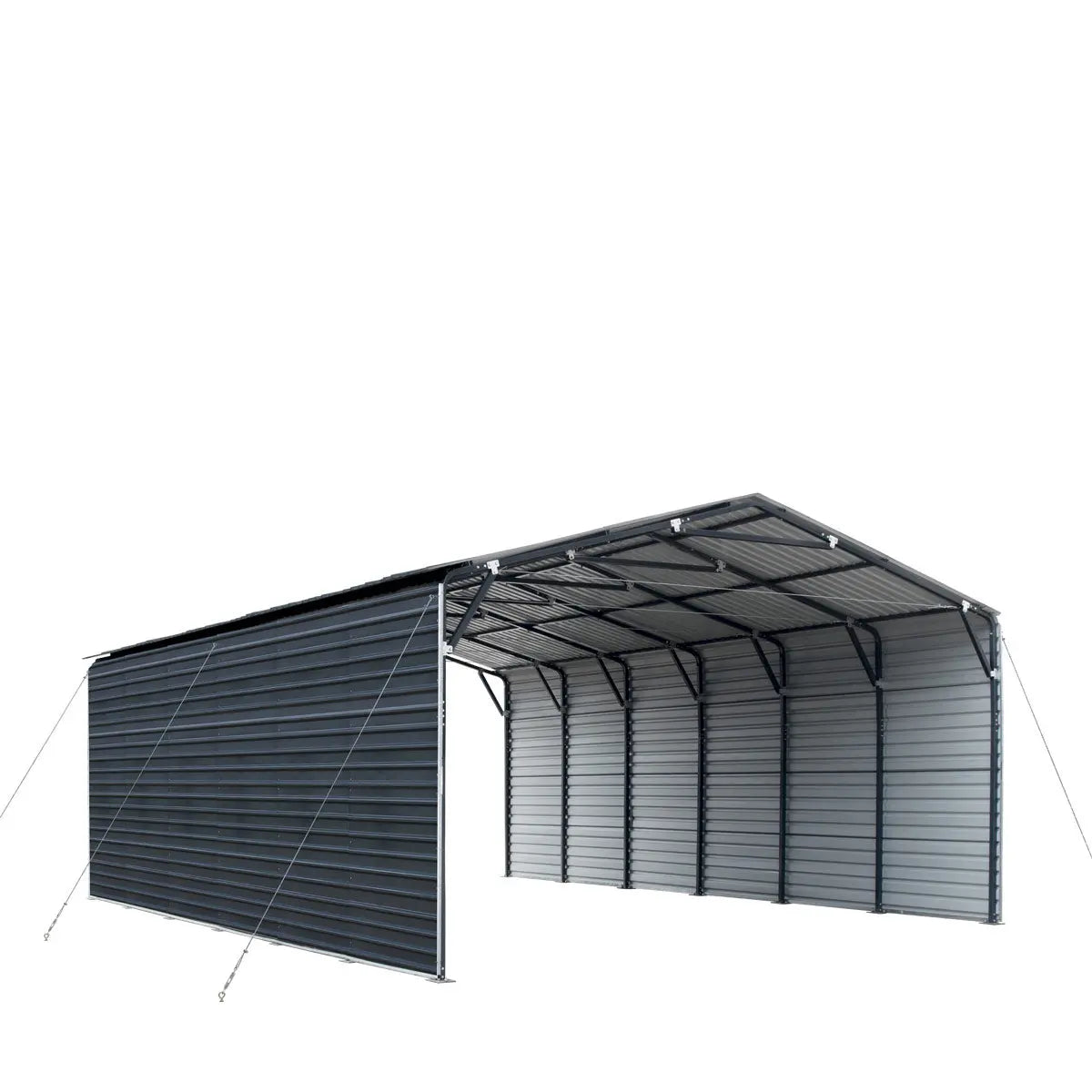 20’ x 30’ Metal Shed Carport, 10’ Enclosed Sidewalls, 600 Sq-Ft, 27 GA Corrugated Panels, TMG-MSC2030F