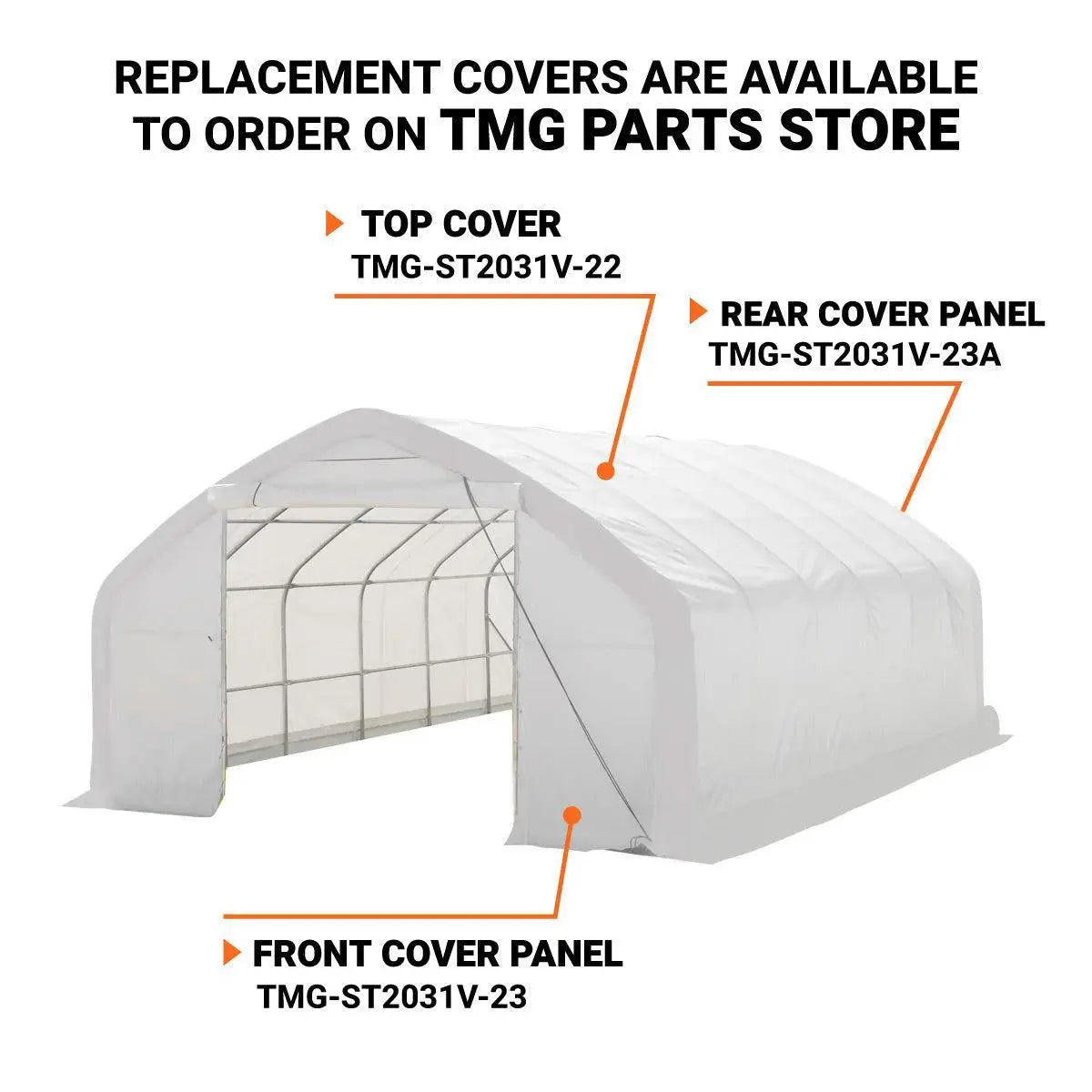 20' x 30' Straight Wall Peak Ceiling Storage Shelter with Heavy Duty 17 oz PVC Cover & Drive Through Door, TMG-ST2031V (Previously ST2030V)