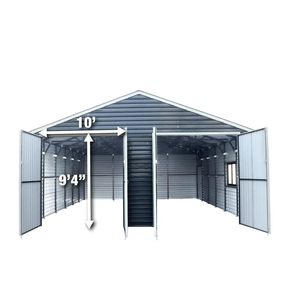 26’ x 30’ Metal Garage Shed, 9’ High Double Front Doors, 14’ Peak, 780 Sq-Ft TMG-MS2630