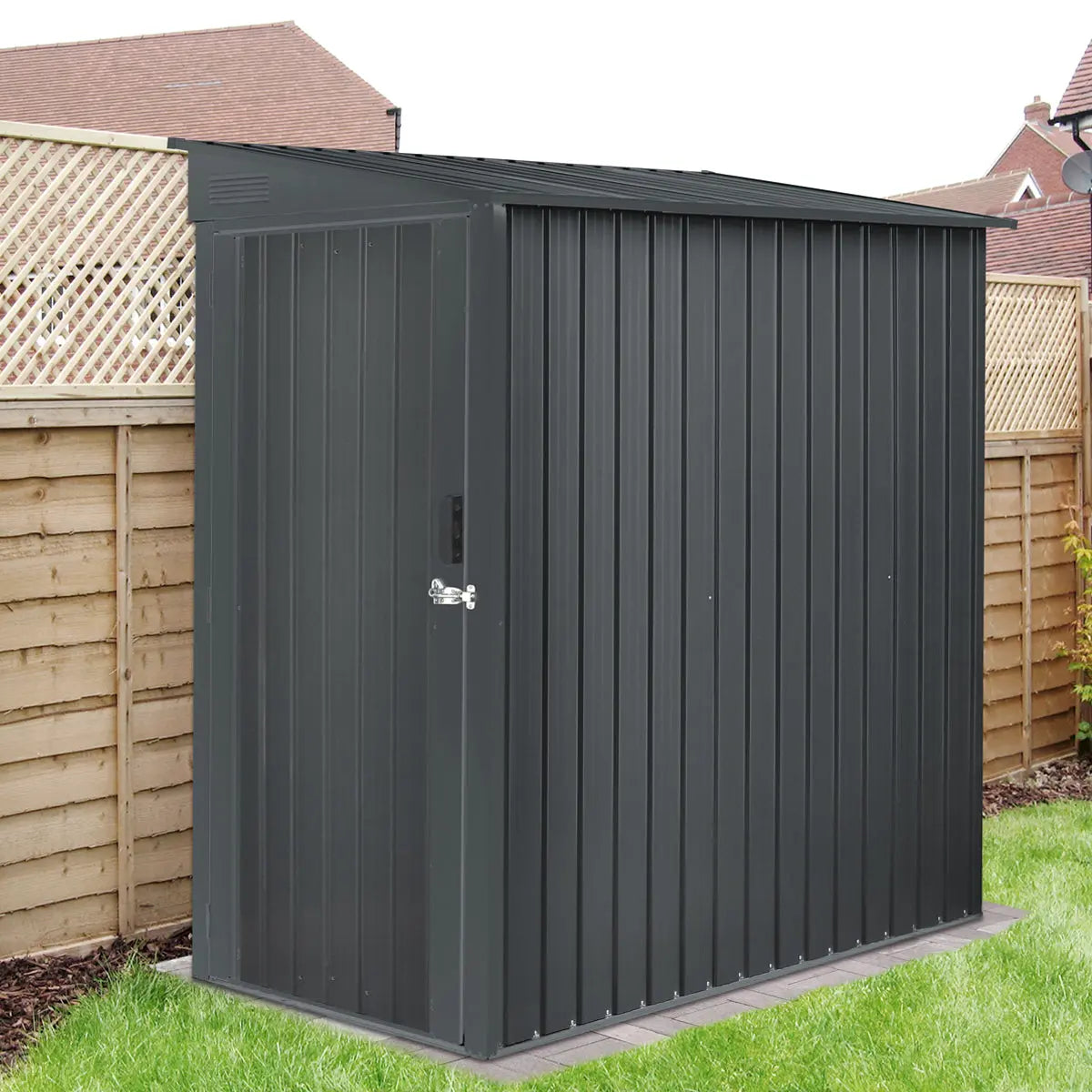 3’ x 6’ Galvanized Metal Pent Shed, 29 GA Corrugated Metal, 75“ Upper edge, TMG-MS0306