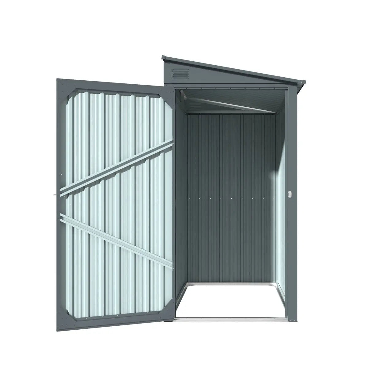 3’ x 6’ Galvanized Metal Pent Shed, 29 GA Corrugated Metal, 75“ Upper edge, TMG-MS0306