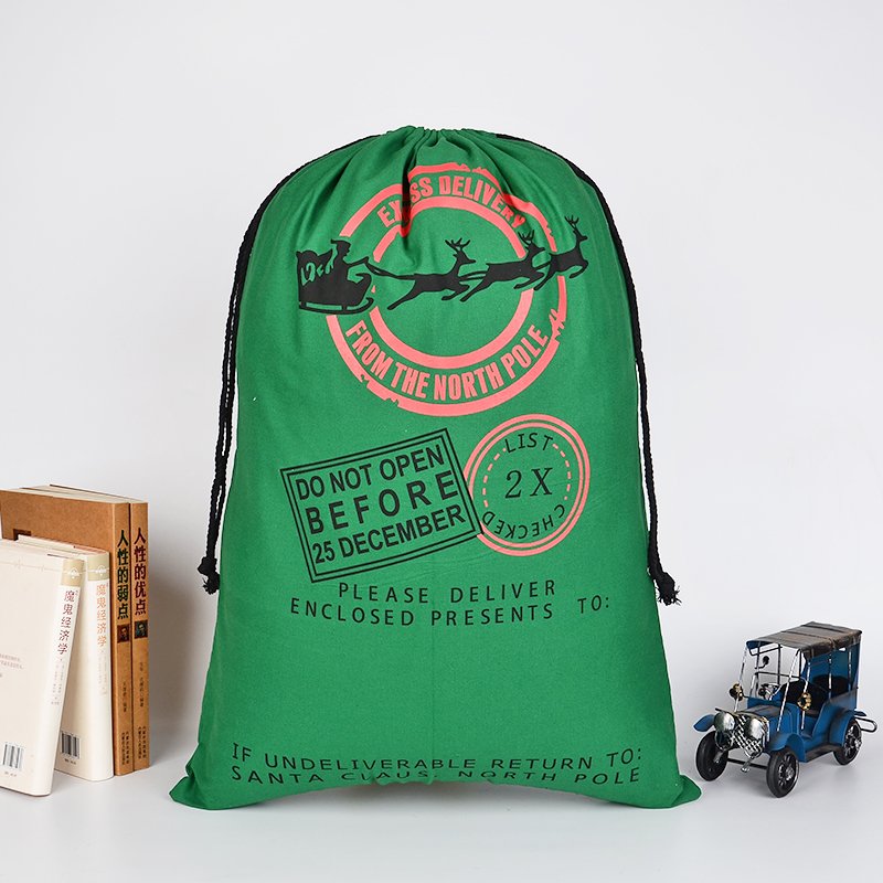 NNEDSZ Large Christmas XMAS Hessian Santa Sack Stocking Bag Reindeer Children Gifts Bag, Green - Express Delivery