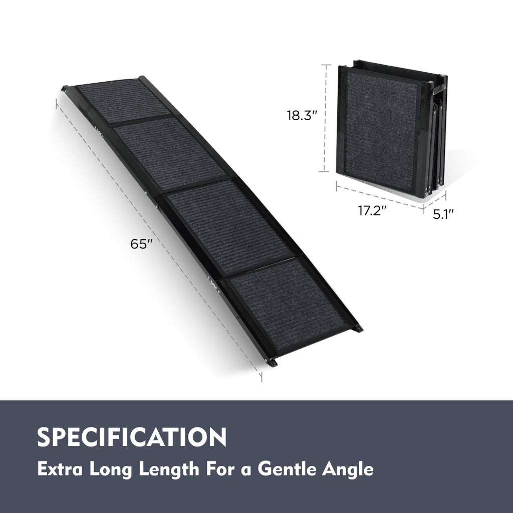 Dog Ramp For Car 65x17 Large Folding Pet Stair Ramps For Truck, SUV, With Non-Slip Surface, Up To 250LBS, Outdoor Dog Car Ramp For Medium  Large Dogs, Portable Pet Steps