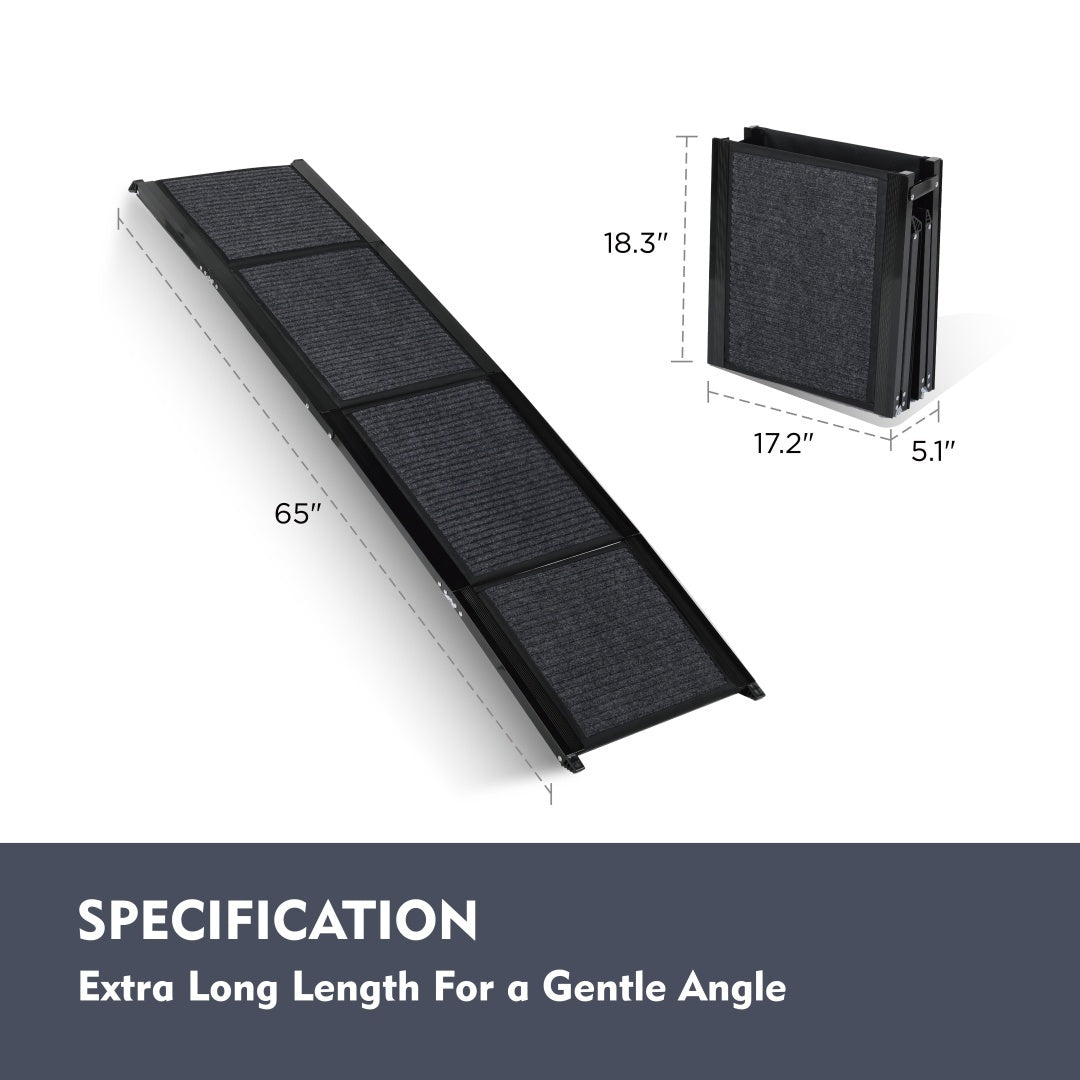Dog Ramp For Car 65x17 Large Folding Pet Stair Ramps For Truck, SUV, With Non-Slip Surface, Up To 250LBS, Outdoor Dog Car Ramp For Medium  Large Dogs, Portable Pet Steps