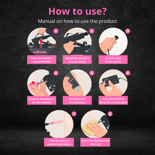 Eden Sex Machine Fuck Machine package with 7 attachments