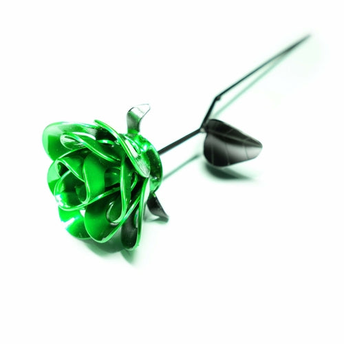 Green and Black Immortal Rose, Recycled Metal Rose, Steel Rose