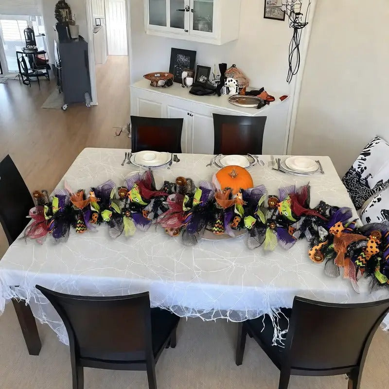 Halloween Wreath Decor with Ribbons & Figures