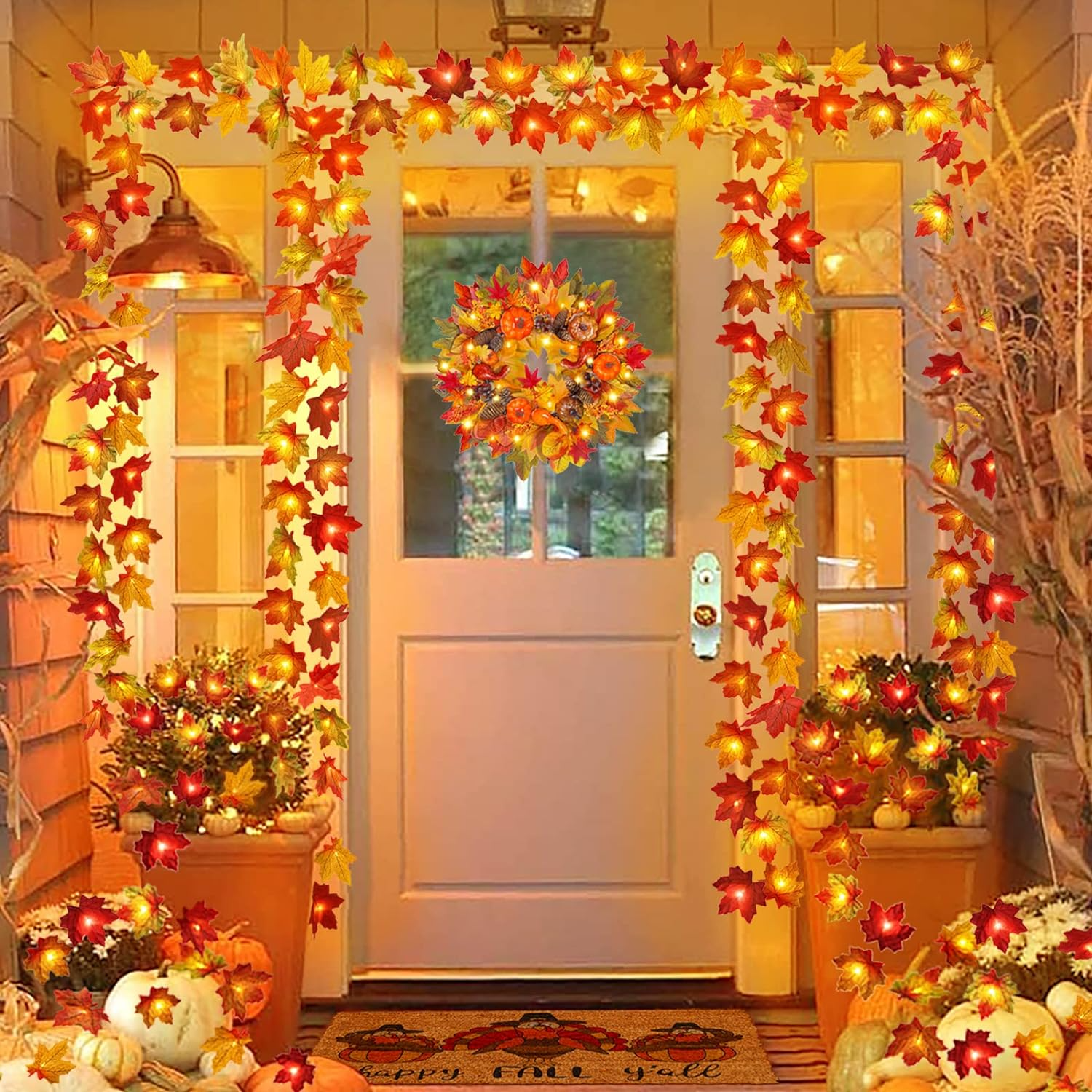 Simulation Maple Leaf Light String Thanksgiving Halloween Room Decoration